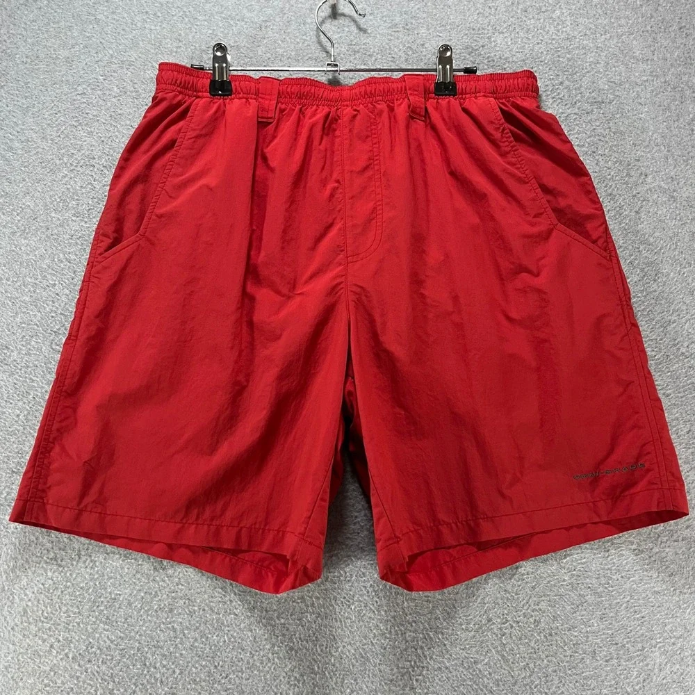 Columbia Shorts PFG Mens Medium 36‎ Red Nylon Fishing Outdoor Sportswear